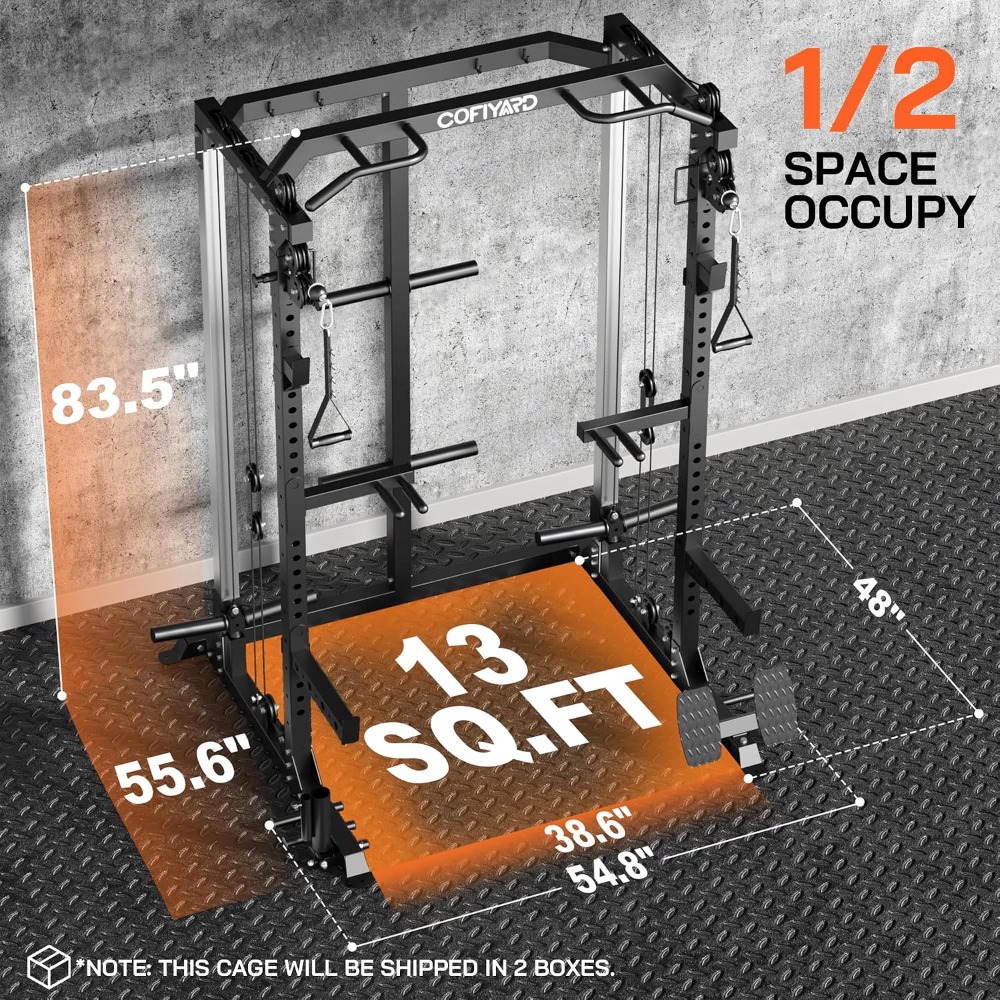 Home Gym Rack With Cables - Cage de musculation multifonctionnelle avec système