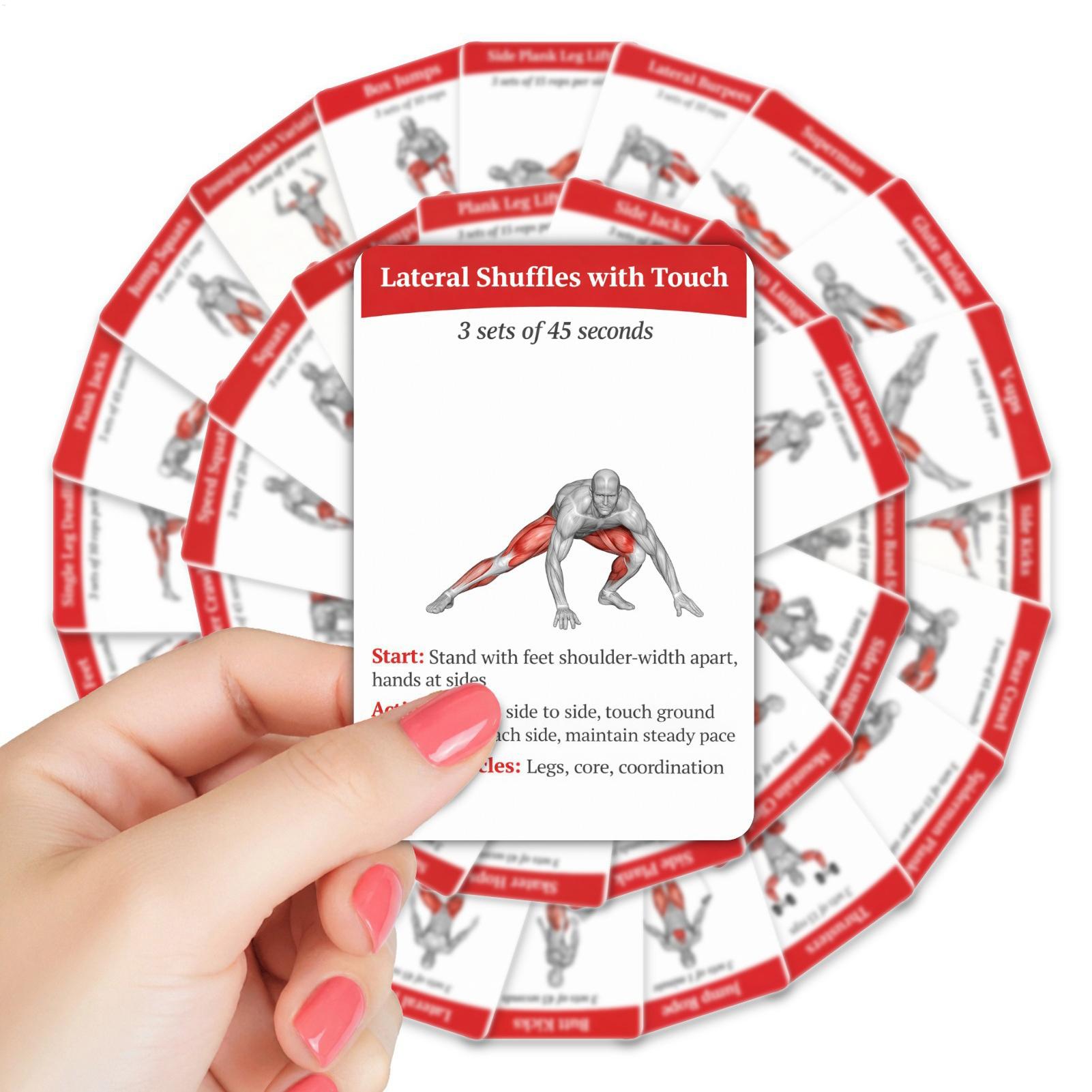 Home Gym Kit For Men - Cartes d'entraînement, jeu de 36 cartes,
