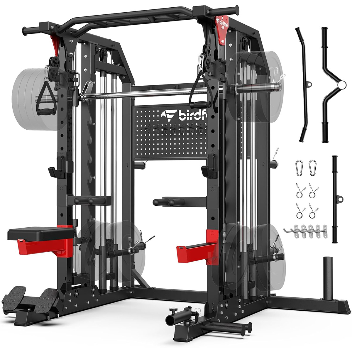 Home Gym Rack With Cables - Pooboo Power Cage Multi-Fonction 2000LB Double