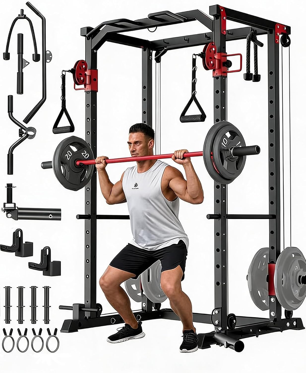 Home Gym Rack With Cables - Rack de musculation multifonctionnel pour salle